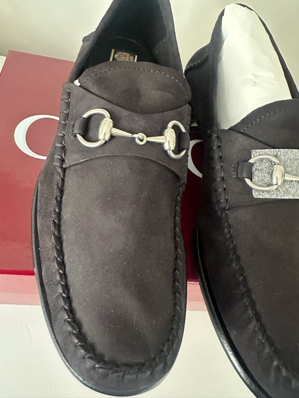 GUCCI Nubuck Womens Horsebit Loafers 39.5 Black - Picture 4 of 7